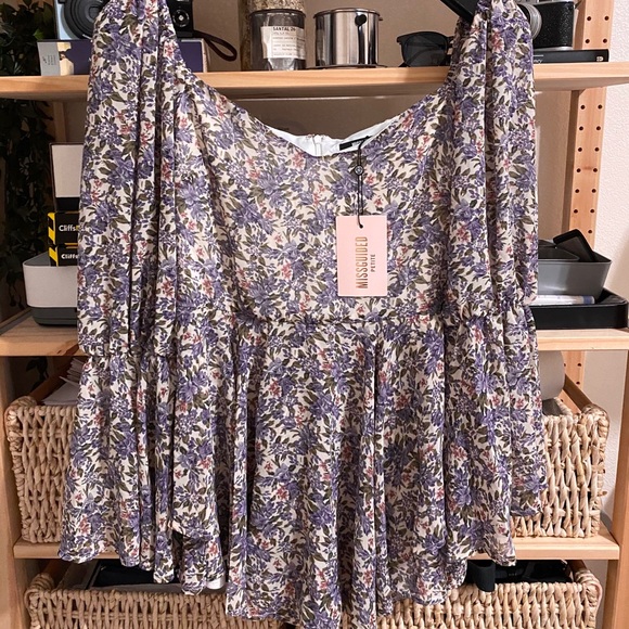 Lilac Floral Milkmaid Romper - Picture 3 of 5